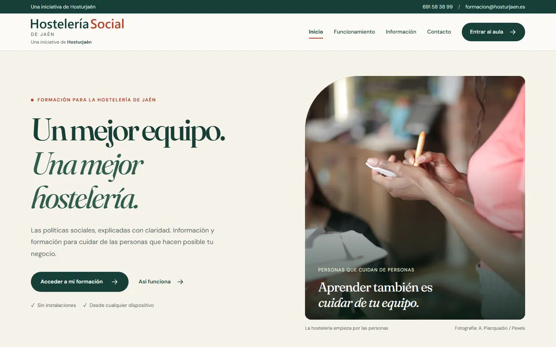 Captura de la web de Hostelería Social de Jaén
